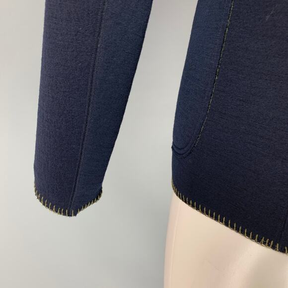 KOLOR Size L Navy Green Contrast Stitch Wool Nylon Sport Coat - Picture 4 of 7